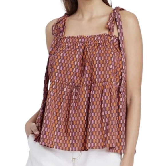 Universal Thread Tops - New with Tag Universal Thread Women's Multi-Colored Tie Shoulder Ruffle Shirt